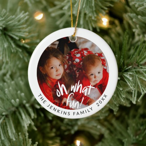 Fun Christmas Photo Ceramic Ornament