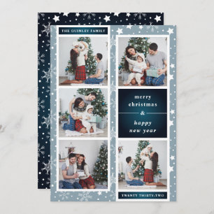 Fun Christmas Photo Collage Snowflake Holiday Card