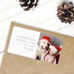 Fun Christmas Photo Modern Minimal Return Address Label<br><div class="desc">A stylish holiday photo return address label with classic typography in black on a clean simple white background. The photo and text can be easily customized for a personal touch. A simple, minimalist and contemporary christmas design to stand out this holiday season! The image shown is for illustration purposes only...</div>