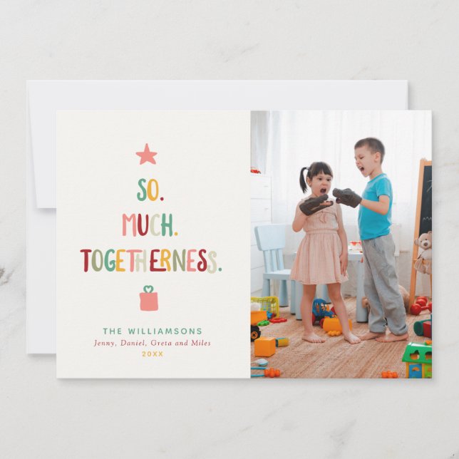 Fun Christmas Photo SO MUCH TOGETHERNESS Retro Holiday Card (Front)