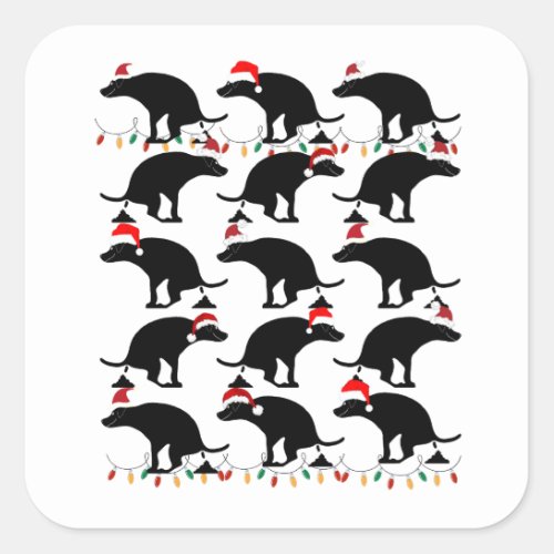 Fun Christmas Pooping Dogs Gag  Square Sticker