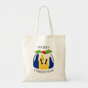 Fun Christmas Pudding BARBADOS FLAG Tote Bag