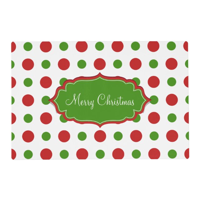 Fun Christmas red and green Polka dots Placemat (Front)