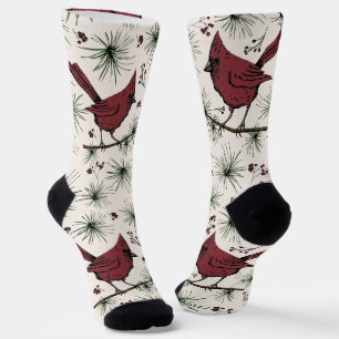 Fun Christmas Red Cardinal Animal Socks