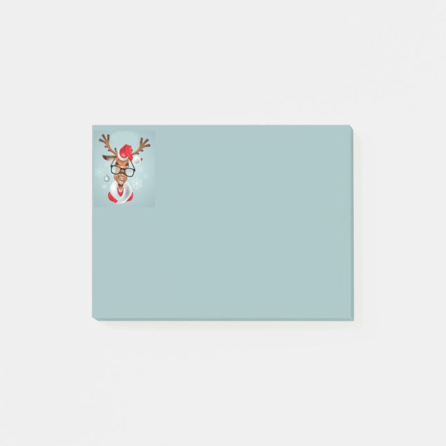 Fun Christmas Reindeer Santa Animal Art  Post-it Notes (Front)