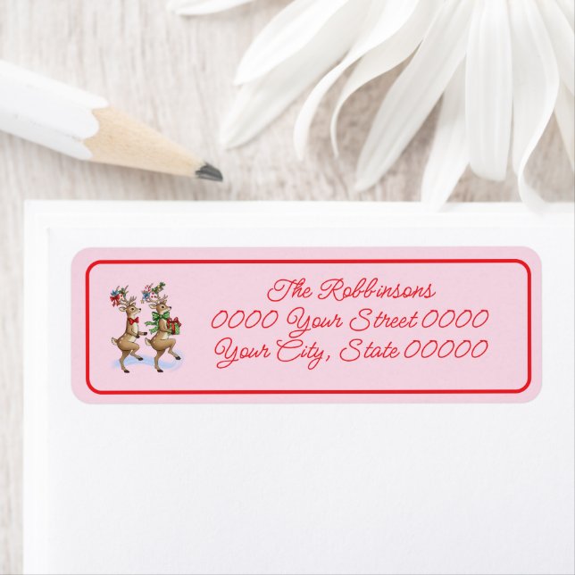 Fun Christmas Reindeers Return Address Label (Insitu)