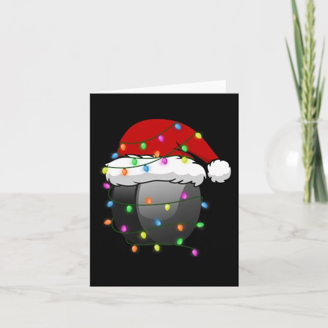 Fun Christmas Santa Hat Hockey Sport Xmas Boys Men Card (Front)