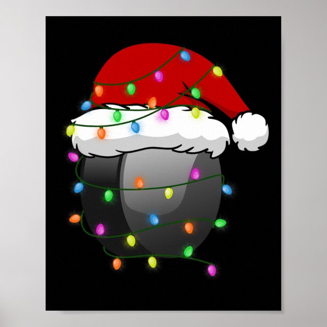 Fun Christmas Santa Hat Hockey Sport Xmas Boys Men Poster (Front)