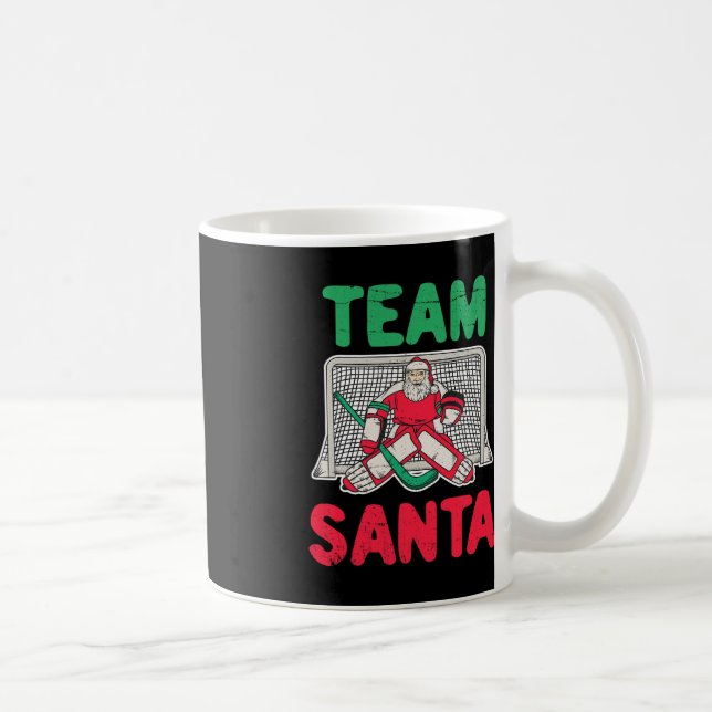 Fun Christmas Santa Ice Hockey Goaltender Goalie 2 Coffee Mug (Right)