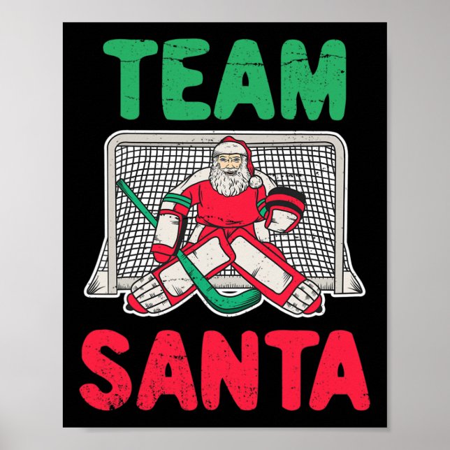 Fun Christmas Santa Ice Hockey Goaltender Goalie 2 Poster (Front)