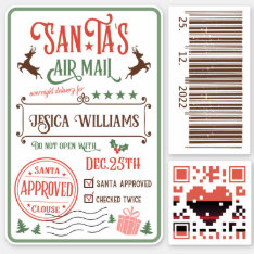 Fun Christmas Santa Special Delivery Kids Name Sticker at Zazzle