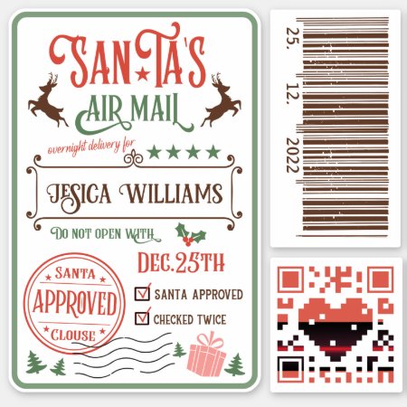 Fun Christmas Santa Special Delivery Kids Name Sticker