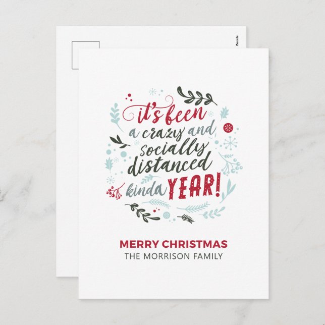 Fun Christmas Script Holiday Postcard (Front/Back)