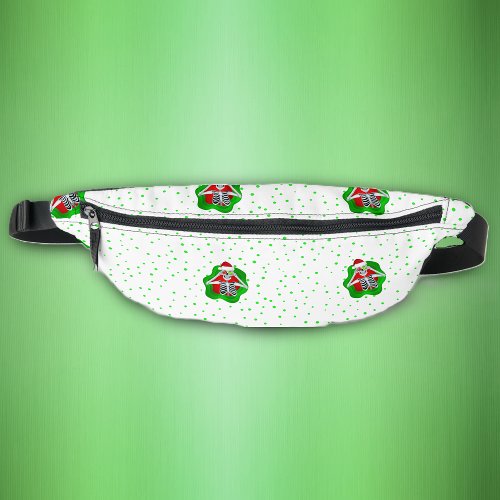 Fun Christmas Skeletons Spatter Shapes Green Dots Fanny Pack