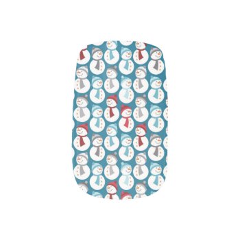 Fun Christmas Snowman Pattern Minx Nail Art by All_About_Christmas at Zazzle