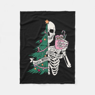 Fun Christmas Sorta Merry Sorta Scary Skeleton Xma Fleece Blanket