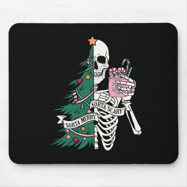 Fun Christmas Sorta Merry Sorta Scary Skeleton Xma Mouse Pad (Front)