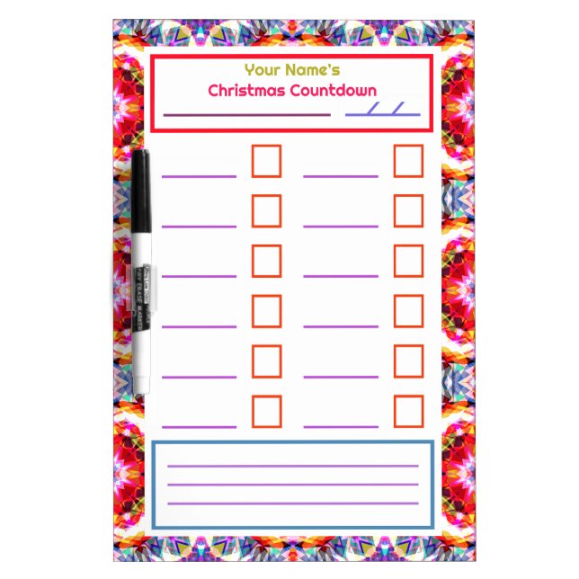 Fun Christmas Star Notes Festive Planner Organizer Dry Erase Board (Front)