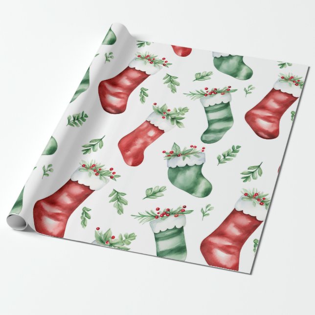 Fun Christmas Stocking Wrapping Paper! Paper (Unrolled)