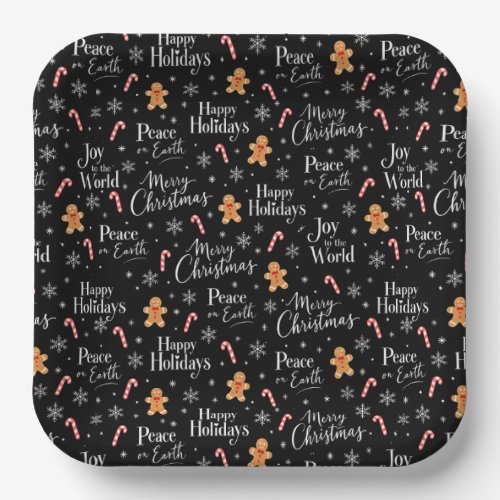 Fun Christmas Text with Cute Graphics Paper Plates