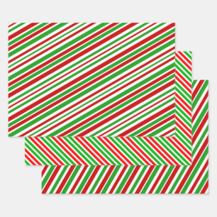 Fun Christmas-Themed Colours Stripes Pattern Wrapping Paper Sheets