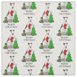 Fun Christmas Tree 2 Greyhound Dog (brindle white) Fabric
