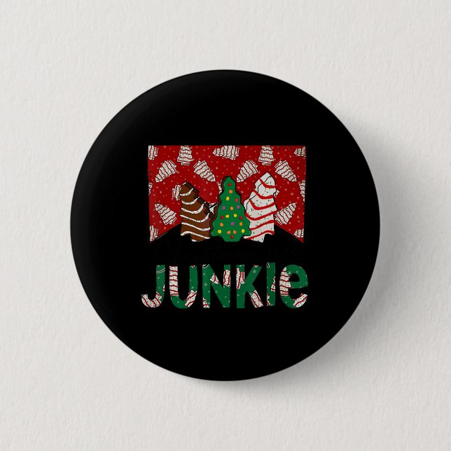 Fun Christmas Tree Cake Junkie Tis The Season West Button (Front)