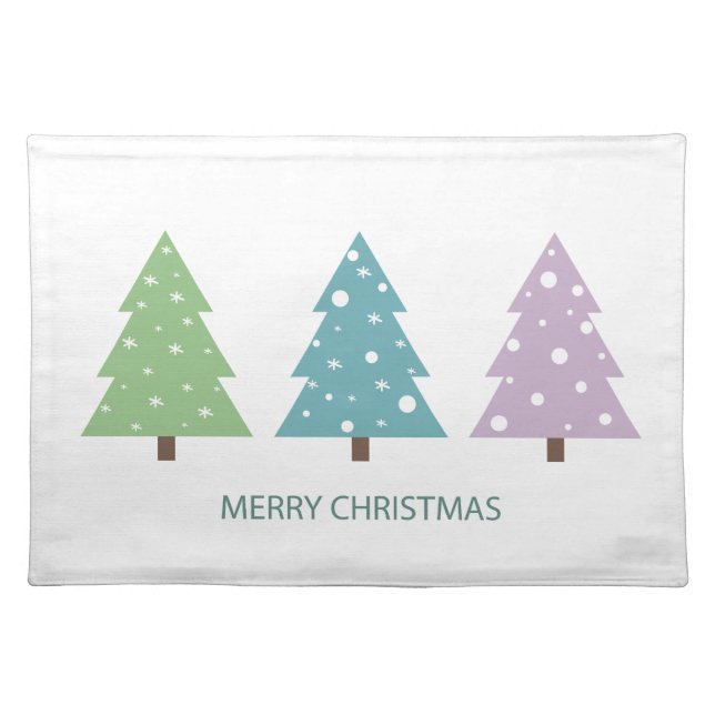 Fun Christmas Trees Merry Christmas Cloth Placemat (Front)