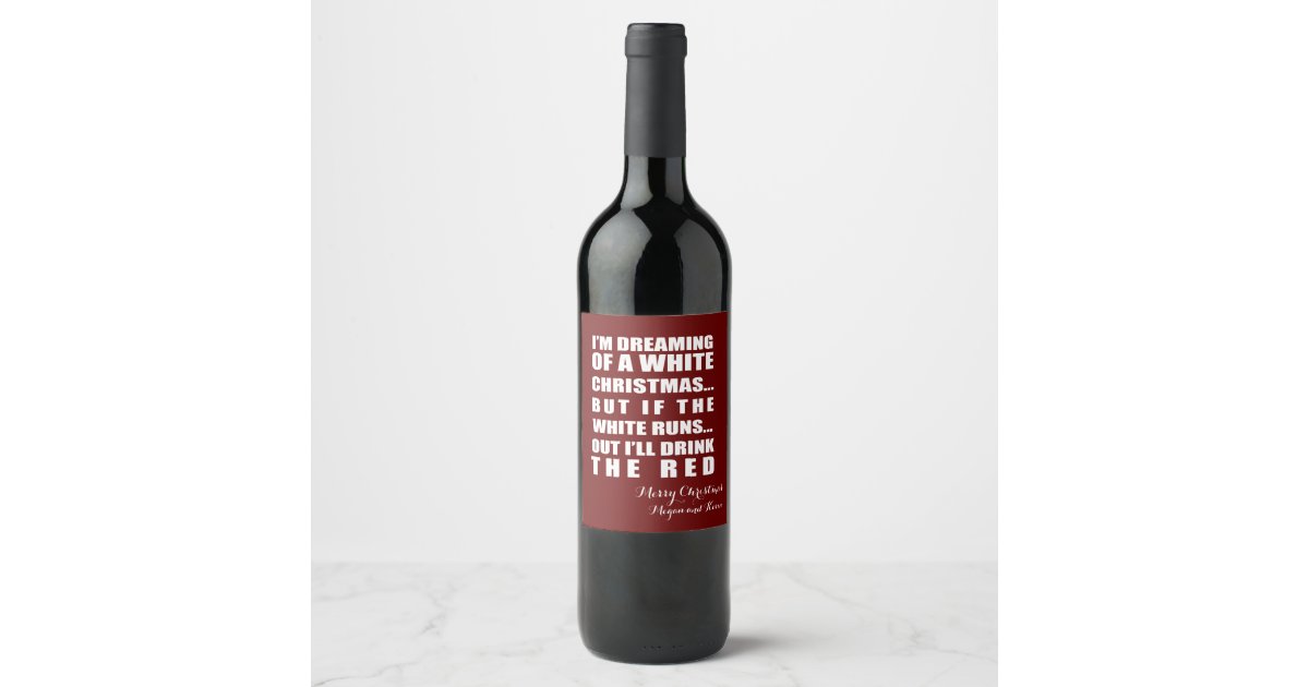 FUN Christmas wine bottle personalised label | Zazzle
