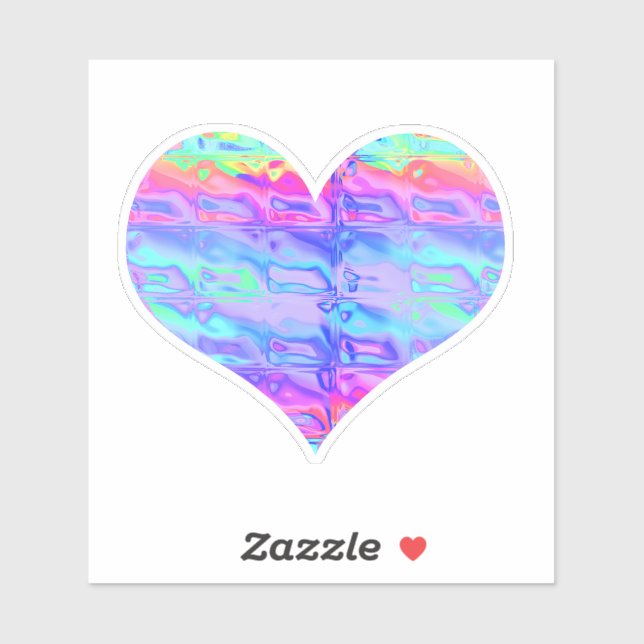 Fun Chrome Metallic Neon Rainbow Heart Sticker (Sheet)