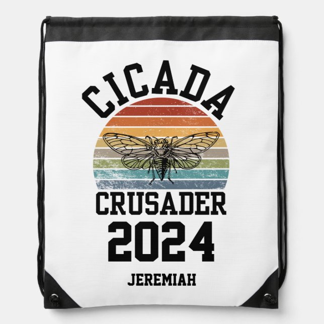 Fun CICADA CRUSADER 2024 Personalized Drawstring Bag (Front)