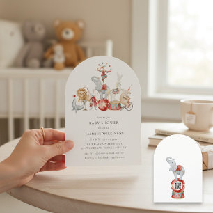 fun Circus Baby Shower with qr code Invitation