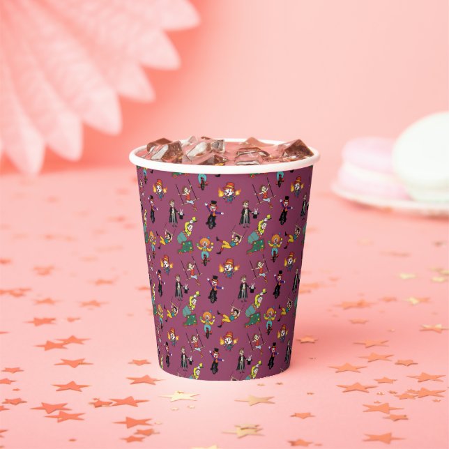 Fun Circus Carnival Cartoon Purple Modern Pattern Paper Cups (Insitu)
