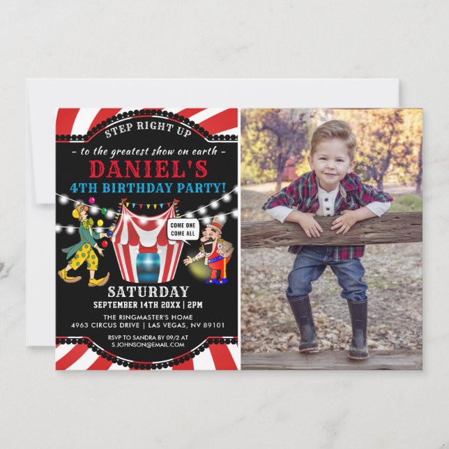 Fun Circus Children's Photo | Carnival Birthday Invitation (Front)