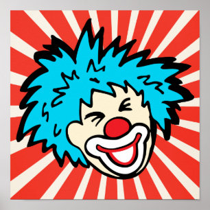 Fun circus clown bright graphic square poster