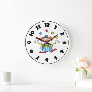 Fun Circus Clown Juggling Balls Large Clock