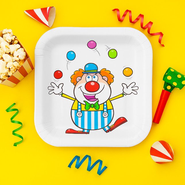Fun Circus Clown Juggling Balls Paper Plates (Creator Uploaded)