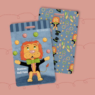 Fun Circus Juggling Lion Student Hall Pass Badge