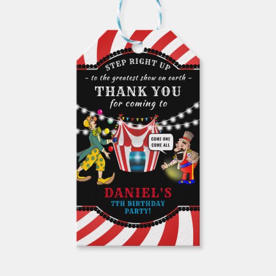 Fun Circus Kids Carnival Birthday Thank You Gift Tags Zazzle Com