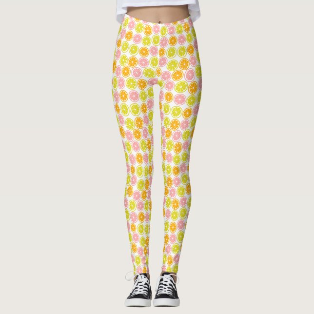 Fun Citrus Fruit Pattern Leggings (Front)