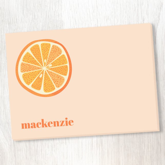 Fun Citrus Orange Slice Personalized Custom Name Post-it Notes (Fun orange citrus slice personalized custom name Post It sticky notes)