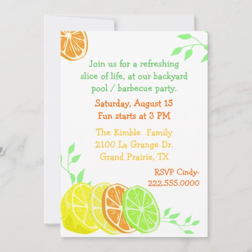 Fun Citrus Slices Party Invitation