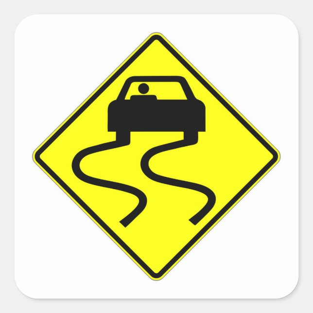 Fun Classic Slippery When Wet Sign Sticker Set (Front)