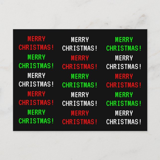 Fun, Classic Video Game Look "MERRY CHRISTMAS!" Postcard (Front)