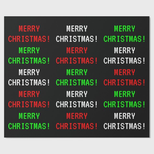 Fun, Classic Video Game Look "MERRY CHRISTMAS!" Wrapping Paper (Flat)