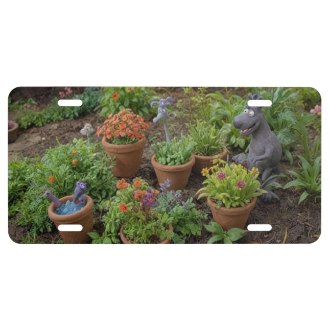 fun claymation style pot garden license plate (Front)