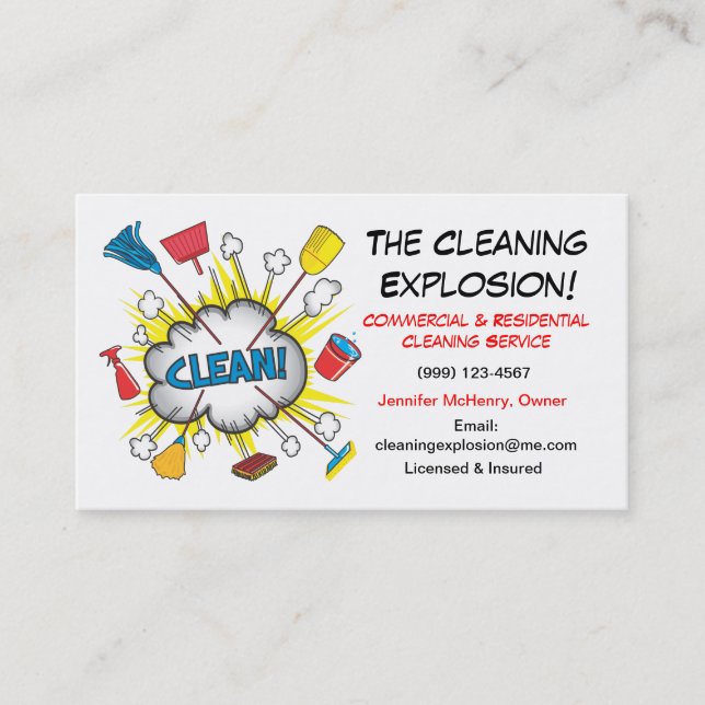 Fun Cleaning Service business cards (Front)