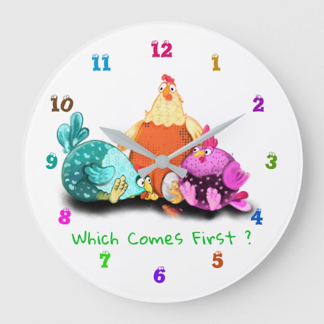 Fun Clock - Chickens Waiting Egg To Hatch (Front)