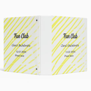 Fun Club bachelorette party yellow lines backgroun 3 Ring Binder