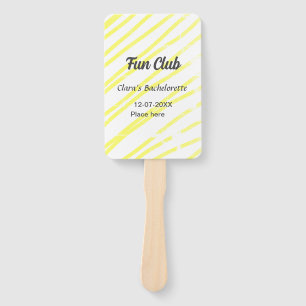 Fun Club bachelorette party yellow lines backgroun Hand Fan